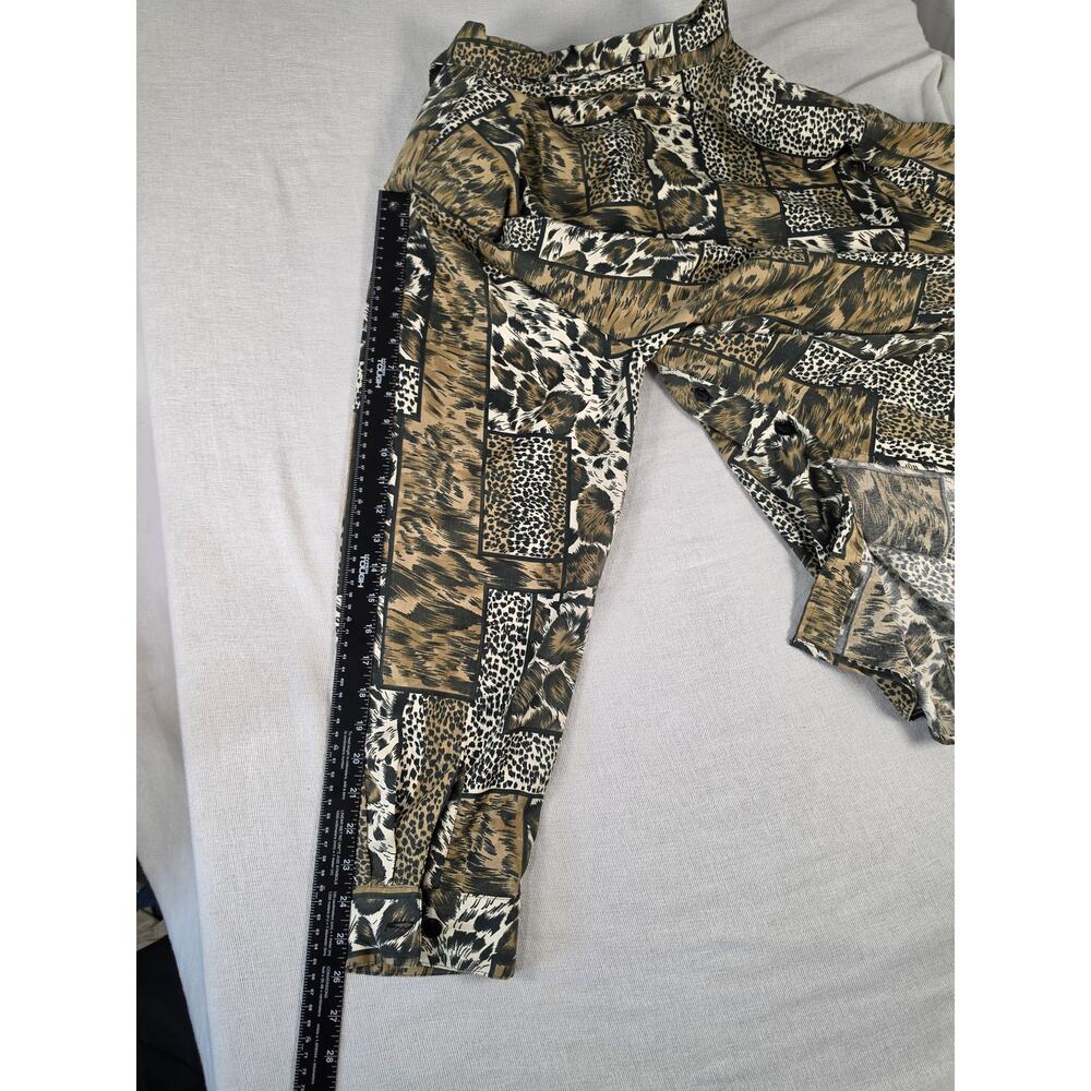 90s Leopard Patchwork Button Up Blouse Plus Size 3X - Picture 7 of 8